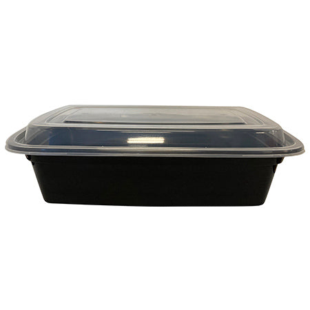 38 oz Black Base/Clear Lid Rectangle Microwave Container