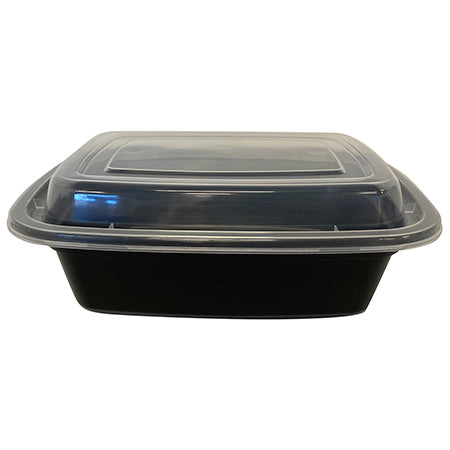 12 oz Black Base/Clear Lid Rectangle Microwave Container