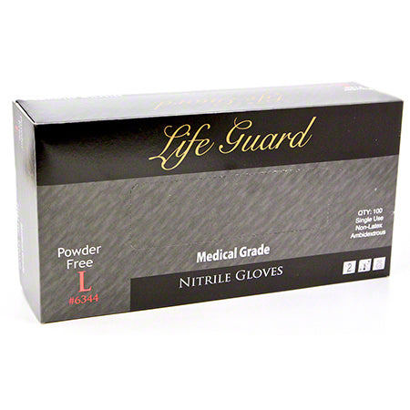Life Guard Black Nitrile Medical Glove - Large