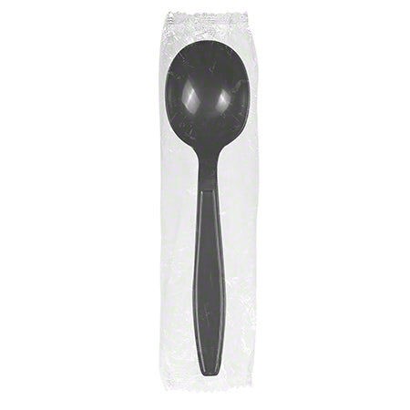 Karat® Heavy Wt PP Plastic Wrapped Utensil -Soup Spoon,Blk