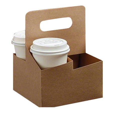 Sabert® Kraft Four Cup Drink Carrier For 8-32 oz. Cups