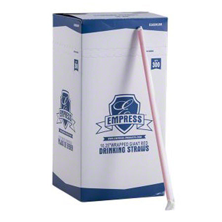 Empress™ 10.25" Red Boxed Giant Paper Wrapped Straw