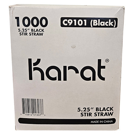 Karat® Unwrapped Sip/Stir Straw - 5.25", Black