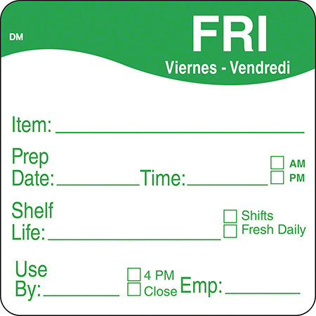 DayMark® DissolveMark™ 2" x 2" Day Of The Week Label - Friday